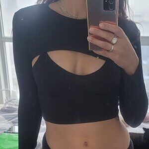 Long sleeve black two parts top (bolero and tank) size M